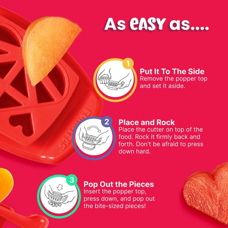 FUNBITES Sandwich Cutter for Kids Lunch, Mini Cookie Cutters, Bento Box Accessories, Cuts Food into Bite-Size Shapes for Toddler Lunch, Great for picky eaters - Red Hearts 1pk - Image 4